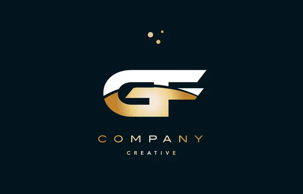 Gf g f oro amarillo blanco oro oro alfabeto de lujo letra logo ico — Vector de stock
