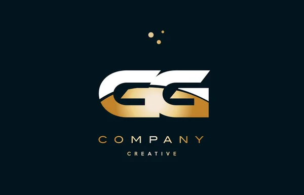 GG g g biały żółte złoto złoty luksus alfabet list logo ico — Wektor stockowy