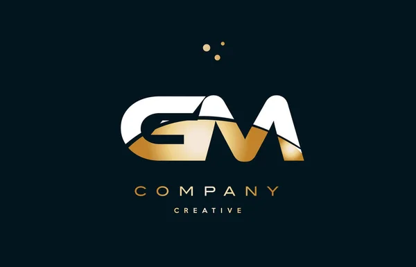 Gm g m white yellow gold golden alphabet letter logo ico — стоковый вектор
