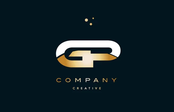 Gp g p blanc jaune or or luxe lettre alphabet logo ico — Image vectorielle