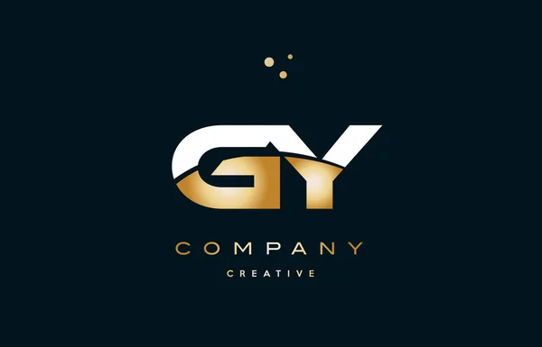 Gy g y blanco amarillo oro oro lujo alfabeto letra logo ico — Vector de stock