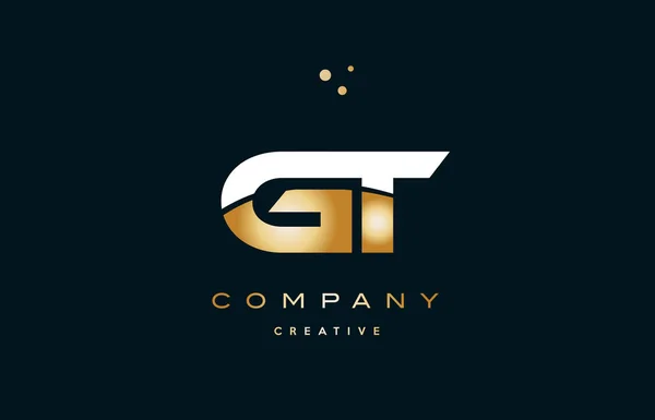 Gt g t oro amarillo blanco oro oro alfabeto de lujo letra logo ico — Vector de stock