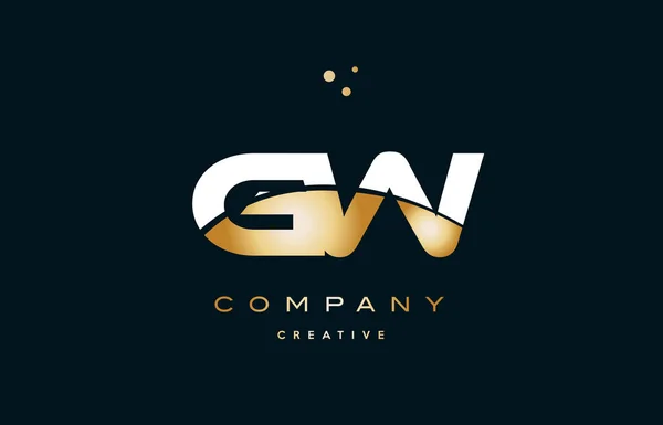 Gw g w oro amarillo blanco oro oro alfabeto de lujo letra logo ico — Vector de stock