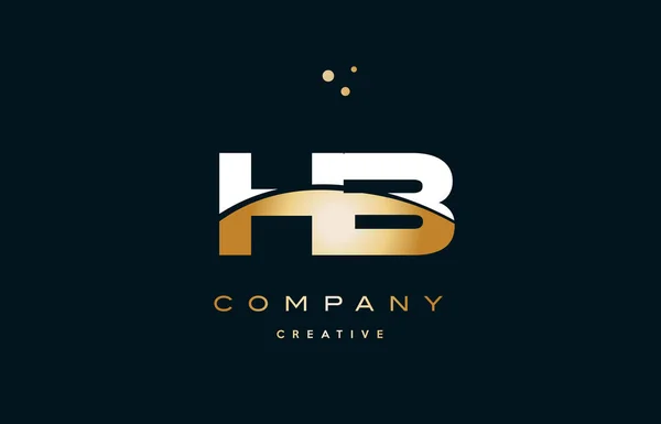 Hb h b oro blanco amarillo oro lujo alfabeto letra logo ico — Vector de stock