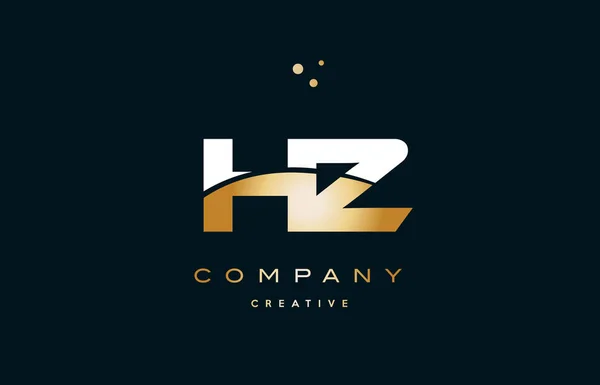 Hz h z oro amarillo blanco oro oro alfabeto de lujo letra logo ico — Vector de stock
