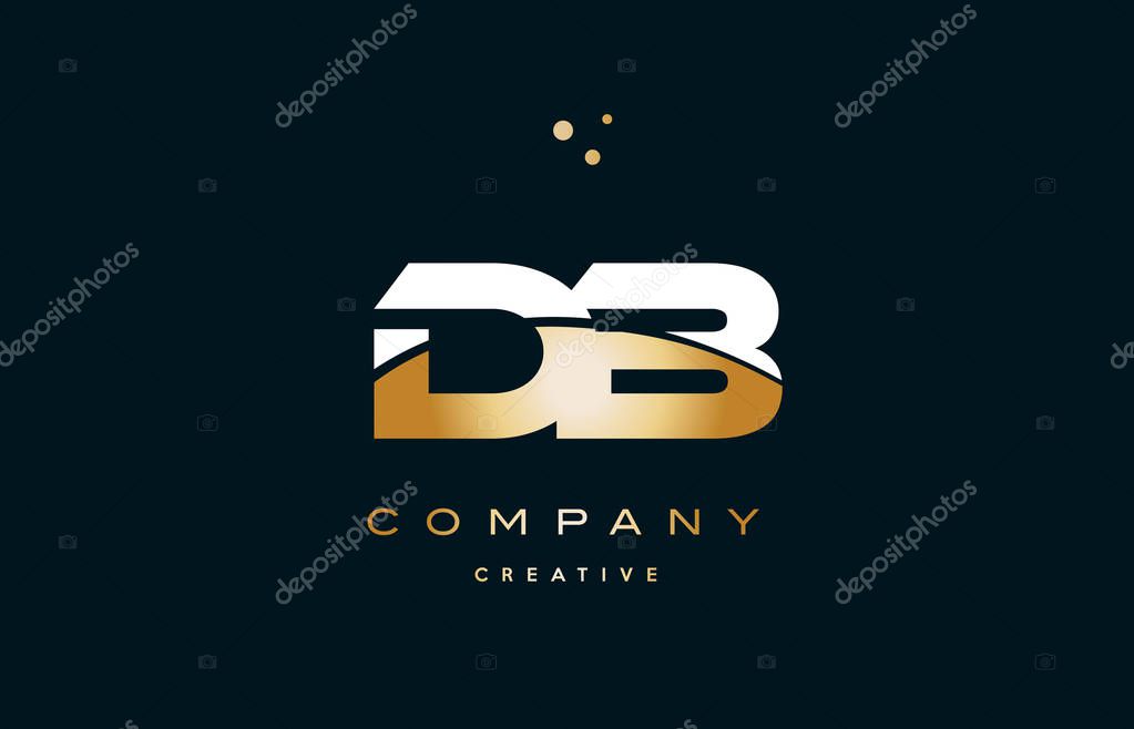 Db d b  white yellow gold golden metal metallic luxury alphabet company letter logo design vector icon template