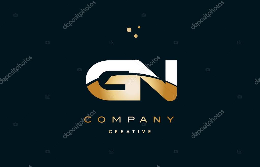 Gn g n  white yellow gold golden metal metallic luxury alphabet company letter logo design vector icon template
