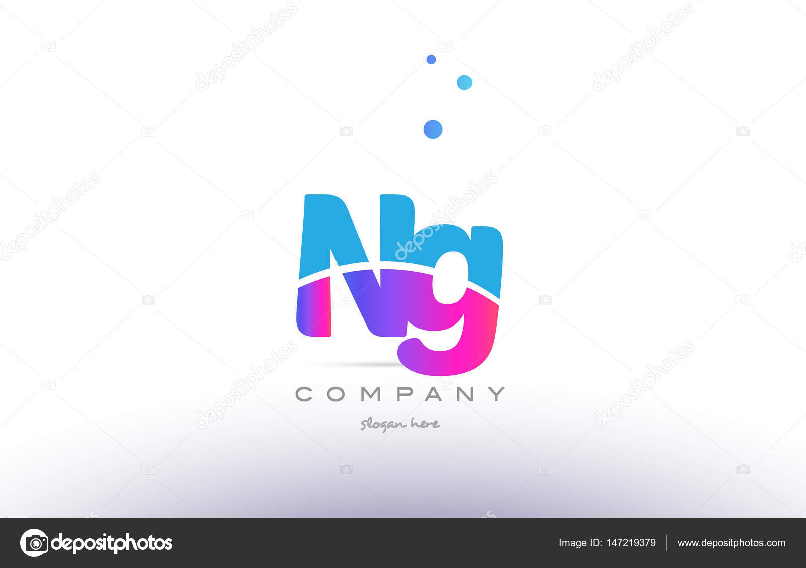 Ng N G ピンク ブルー ホワイト モダンなアルファベット文字ロゴ