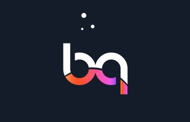 BQ b q pembe mor beyaz mavi Alfabe harf logo simge templat