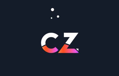 CZ c z pembe mor beyaz mavi Alfabe harf logo simge templat