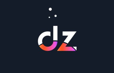 DZ d z pembe mor beyaz mavi Alfabe harf logo simge templat