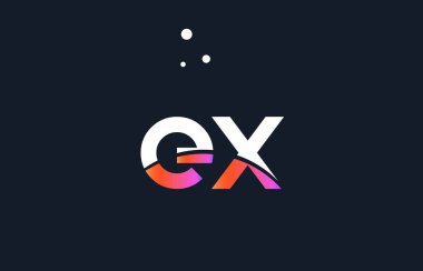 EX e pembe mor beyaz mavi Alfabe harf logo simge templat x