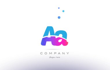 AA pembe mavi beyaz çağdaş alfabesi mektup logo simge şablonu