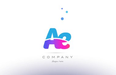 AE d pembe mavi beyaz modern Alfabe harf logo simge templat
