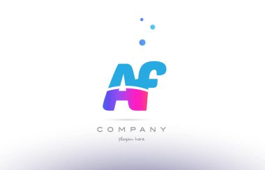 AF f pembe mavi beyaz modern Alfabe harf logo simge templat