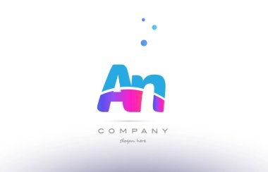 bir n pembe mavi beyaz modern Alfabe harf logo simge templat