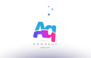 AQ q pembe mavi beyaz modern Alfabe harf logo simge templat