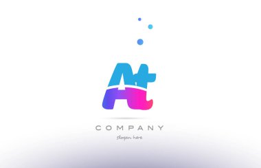 bir t pembe mavi beyaz modern Alfabe harf logo simge templat