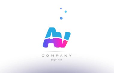 av v pembe mavi beyaz modern Alfabe harf logo simge templat