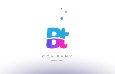 BT b t pembe mavi beyaz modern Alfabe harf logo simge templat