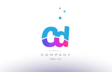 CD c d pembe mavi beyaz modern Alfabe harf logo simge templat