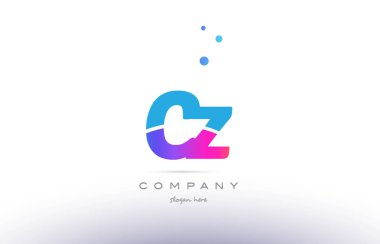 CZ c z pembe mavi beyaz modern Alfabe harf logo simge templat