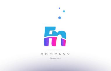 FN f n pembe mavi beyaz modern Alfabe harf logo simge templat