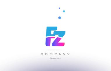 FZ f z pembe mavi beyaz modern Alfabe harf logo simge templat
