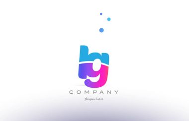 IG ben q pembe mavi beyaz modern Alfabe harf logo simge templat