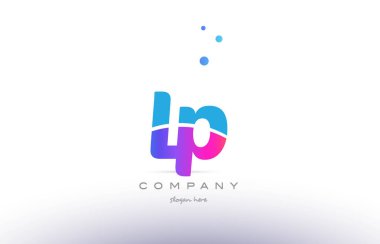 LP l p mavi beyaz modern Alfabe harf logo simge templat pembe