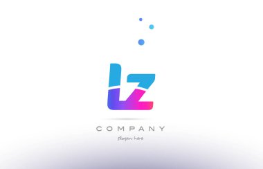 LZ l z pembe mavi beyaz modern Alfabe harf logo simge templat