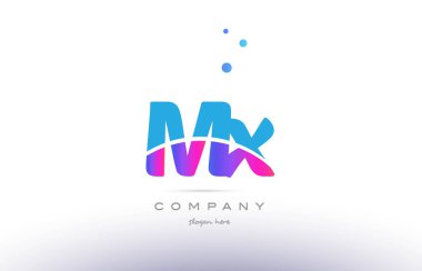 MX m x pembe mavi beyaz modern Alfabe harf logo simge templat