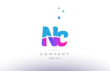 NC n c pembe mavi beyaz modern Alfabe harf logo simge templat