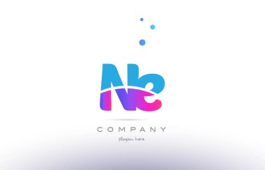 Ne n e pembe mavi beyaz modern Alfabe harf logo simge templat