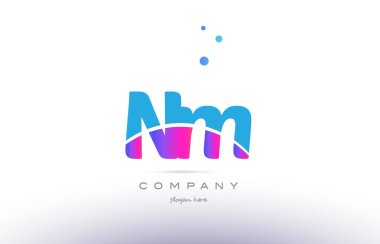NM n m pembe mavi beyaz modern Alfabe harf logo simge templat