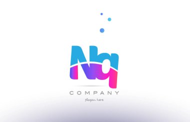 NQ n q pembe mavi beyaz modern Alfabe harf logo simge templat