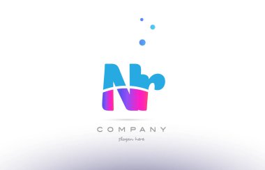Nr n r pembe mavi beyaz modern Alfabe harf logo simge templat