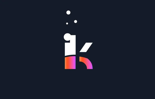 Ik i k pink purple white blue alphabet letter icon templat — стоковый вектор