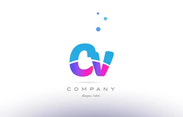 CV c v rózsaszín kék fehér modern ábécé levél logó ikon templat — Stock Vector