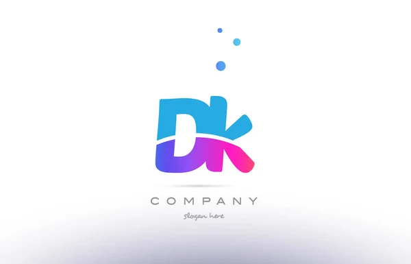 Dk d k  pink blue white modern alphabet letter logo icon templat — Stock Vector