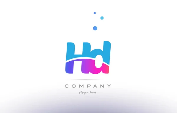 Hd h d  pink blue white modern alphabet letter logo icon templat — Stock Vector