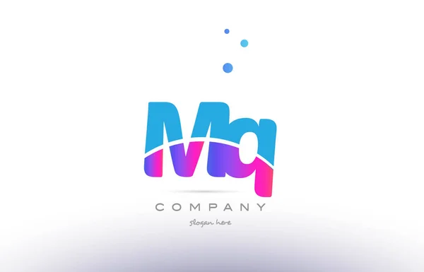 Mq m q  pink blue white modern alphabet letter logo icon templat — Stock Vector