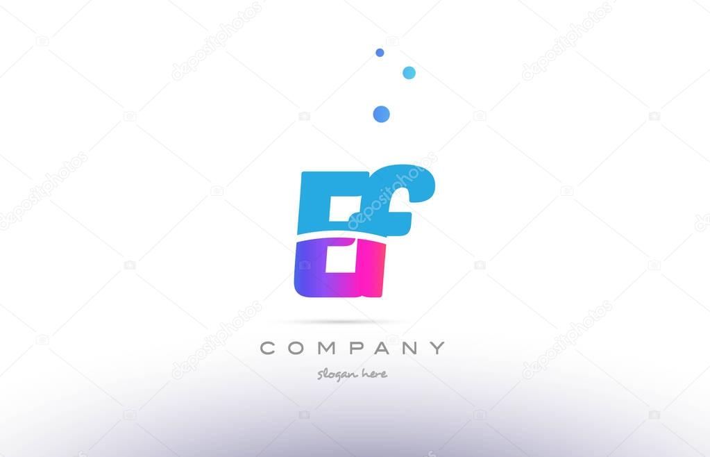 Ef e f  pink purple blue white uppercase lowercase modern creative alphabet gradient company letter logo design vector icon template