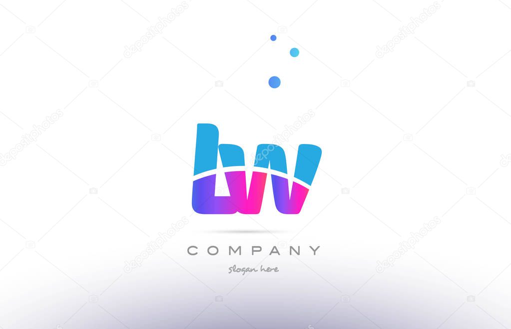 Lw l w  pink purple blue white uppercase lowercase modern creative alphabet gradient company letter logo design vector icon template