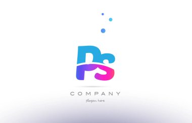 PS p s pembe mavi beyaz modern Alfabe harf logo simge templat