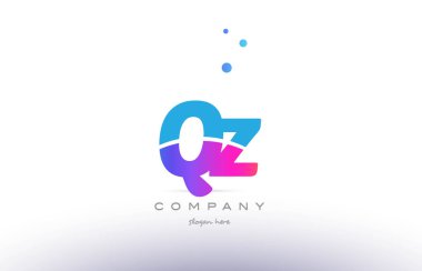 QZ q z pembe mavi beyaz modern Alfabe harf logo simge templat
