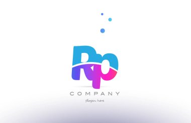 RP r p mavi beyaz modern Alfabe harf logo simge templat pembe