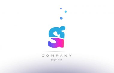 mavi beyaz modern Alfabe harf logo simge templat pembe sı s