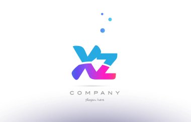 XZ z pembe mavi beyaz modern Alfabe harf logo simge templat x
