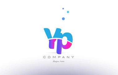 YP y p mavi beyaz modern Alfabe harf logo simge templat pembe